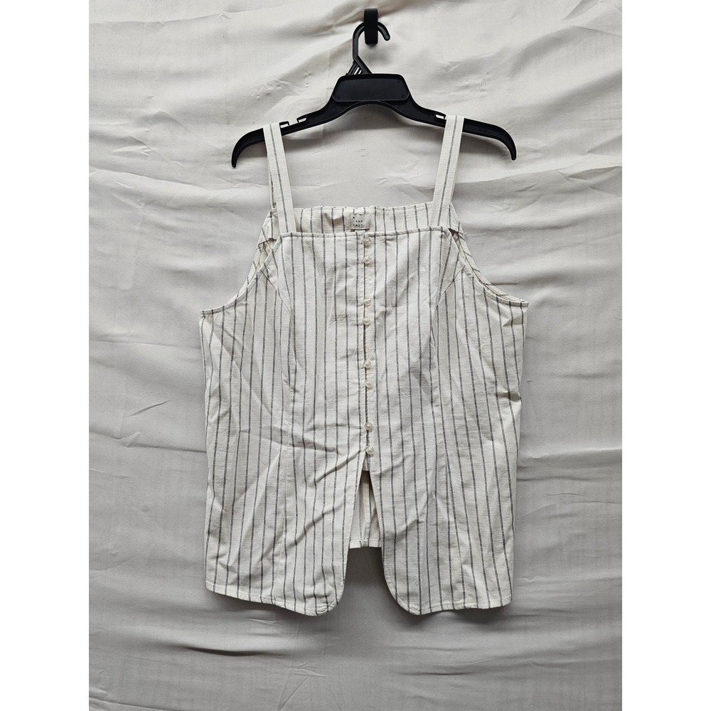 A New Day Womens Pinstripe Cami Top White Cotton Blend Casual Size XL